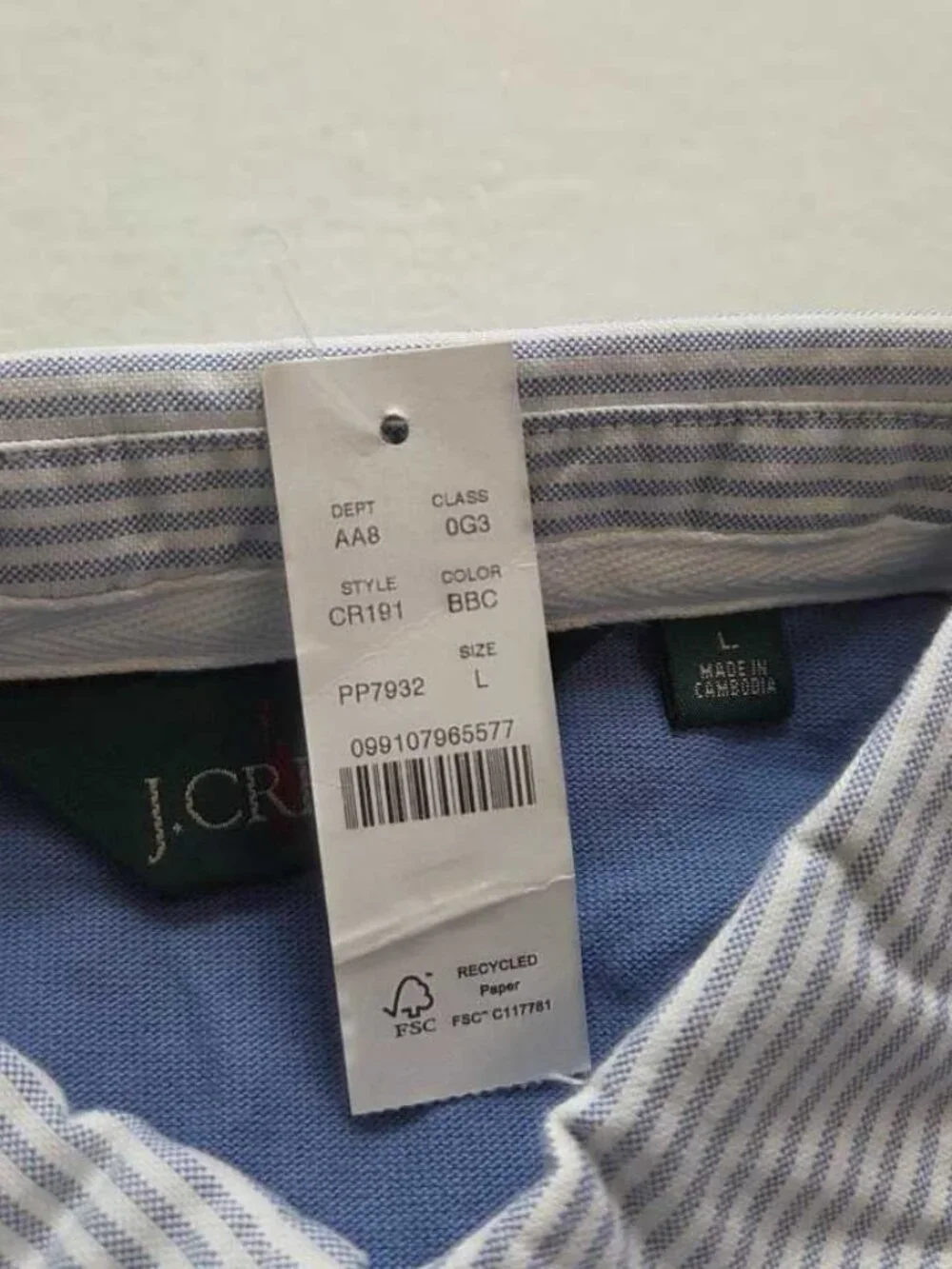 New (flaw) L J.Crew rugby shirt with striped oxford collar blue longsleve polo 2